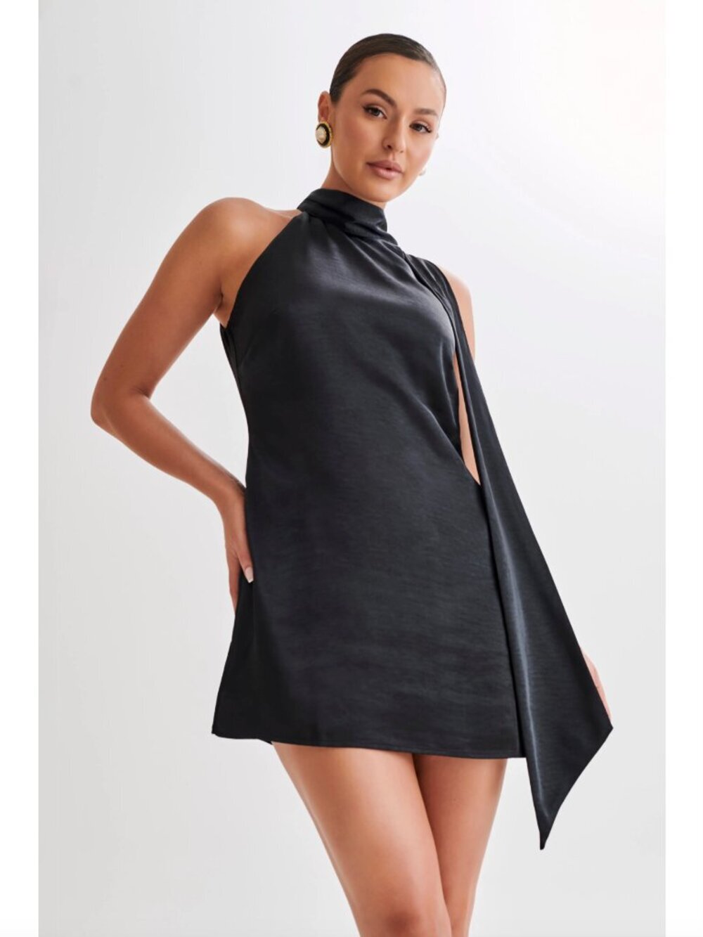 Meshki Aubriella Halter Mini Dress with Tie